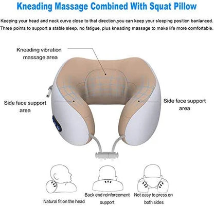 Portable Electric Neck Massager Soft Comfortable Breathable U-Shaped Memory Foam Massage Neck Pillow For Car Home