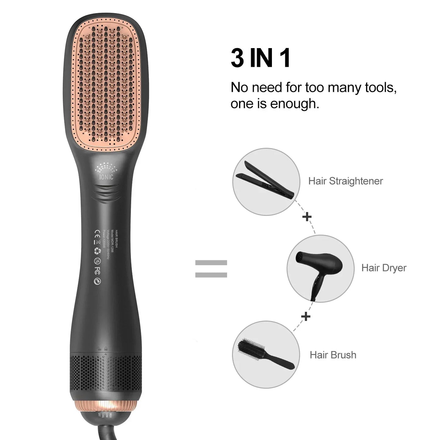 Portable Hair Dryer Brush Styler Hot Air Brush